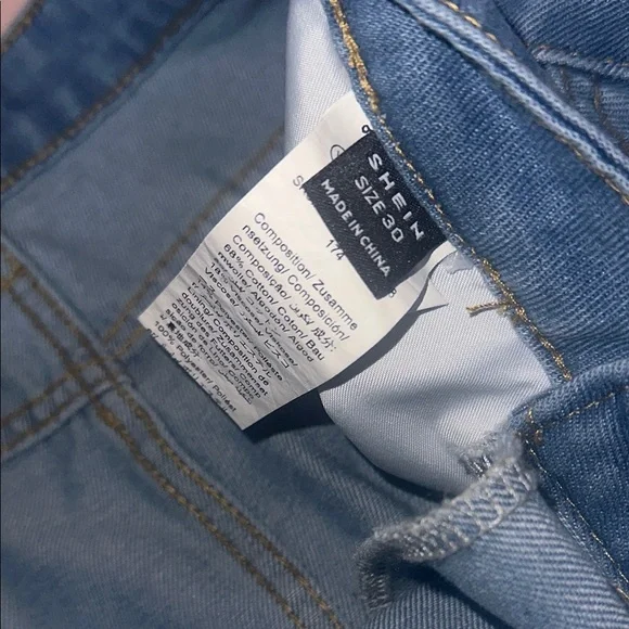 NWT SHEIN ICON Asymmetrical Denim Skirt with Distressed Hem Waist Size 30 - Picture 6 of 7